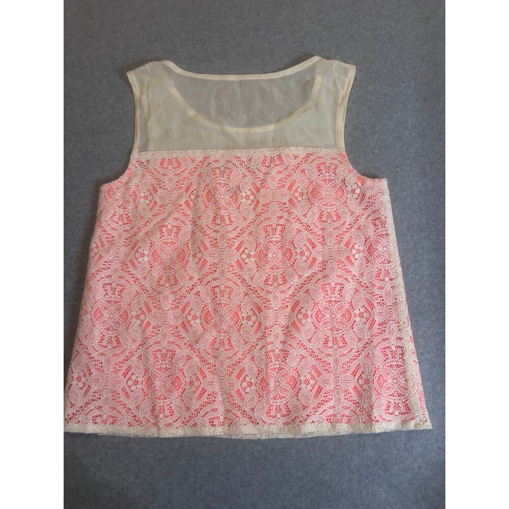 Marc by Marc Jacobs Lacer Overlay Top Neon Orange White - XS